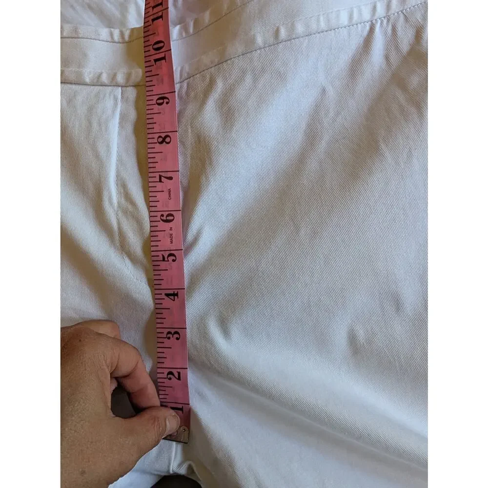 Tory Burch Women's White Cropped Pants Stretch Cotton Tailored Size 14